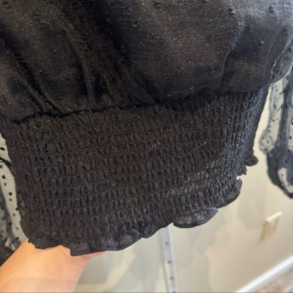 Altar’d State Black Swiss Dot Sheer Sleeve Blouse | Size M | NWT - Picture 4 of 8